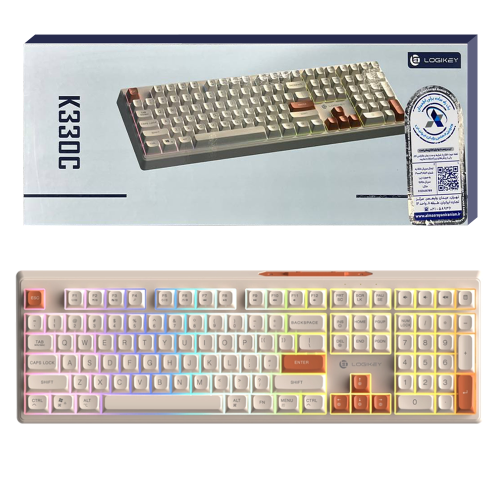 کیبورد سیم دار لاجی کی مدل LOGIKEY K330C کرم قهوه ای